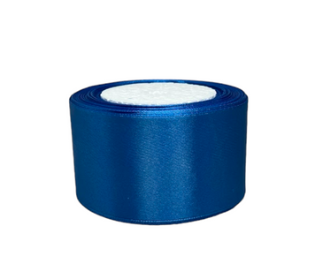 Атласная лента 5 см, цвет темно-голубой, 1 рулон (23 м) 016663 фото