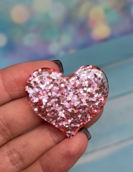 Серединка-пластик - Сердце (паэтка), 3,6*3 см, цвет-розовый, шт 014163 фото