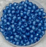 Намистини (кругла) з білою серединкою, 8 мм, колір-голубий, уп-100 шт 015181 фото