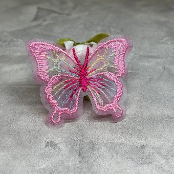 Бабочка вышитая-сетка, (патч бабочка), размер ~4,5 СМ, цвет розовый, поштучно 016715 фото