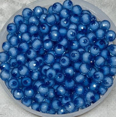Бусы (круглая) с белой серединкой, 8 мм, цвет-голубой, уп-100 шт. 015181 фото