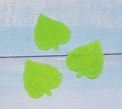 Вирубка з фетру "листик", 32*37 мм, колір-салатовий, 4 шт. 013604 фото