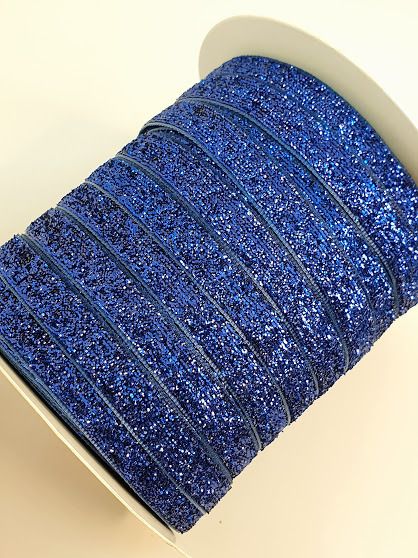 Оксамитова (люрекс) стрічка 1 см, колір-синій, метр 06127 фото