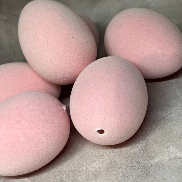 Яйце куряче (флокове покриття), світло-рожевий, 6,5&times;4,5 см, упаковка 6 шт, арт 020145 020145 фото