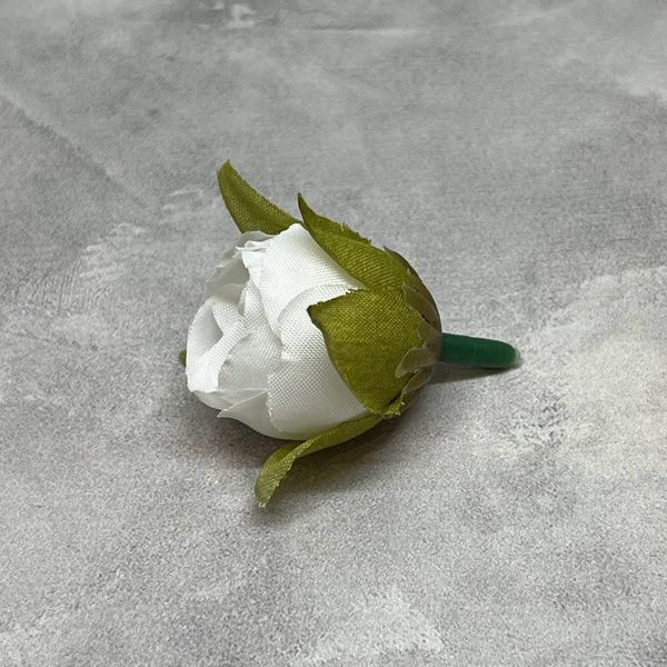Бутон троянди з тканини 2,0 см, колір-білий, шт 016494 фото