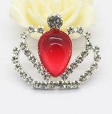 Стразовий декор "Корона", 29*35 мм, срібло+камінь\червоний, шт 09836 фото