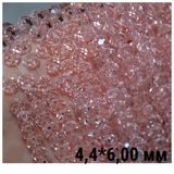 Грановані скляні намистини 4,4*6,00 мм, колір-світло-рожевий,1-нитка ≈87-90 шт 014100 фото