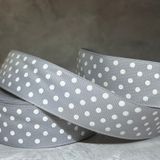 Репсова стрічка 2,5 см, у горох, колір - сірий, арт 07774, 1 метр 07774 фото