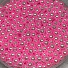 Намистини (пластикові, круглі) Ø6 мм, колір-рожевий, упаковка ≈20 грам (приблизно 196-210 ш) 016495 фото