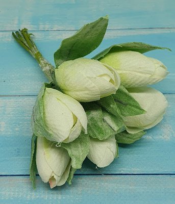 Тюльпан с напылением, размер бутона-4,5 см, общая длина 15 см, цвет-молочно-салатовый, букет-6 шт. 012906 фото