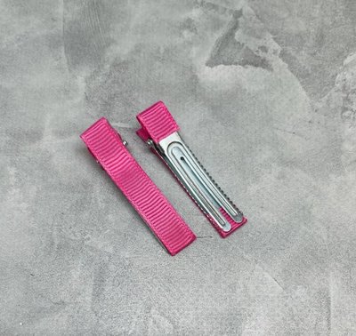 Металлическая заколка (зажим) с репсовой лентой, размер 5 см, цвет-малиновый, шт 014318 фото