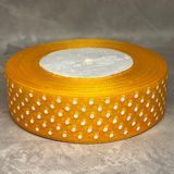 Органза (стрічка) у горох 2,5 см, колір жовтий (кукурудзяний), арт 011207, 1 метр  011207 фото
