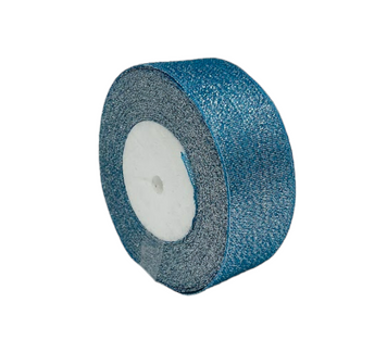 Парчевая лента с серебряной нитью, ширина 4 см, цвет-голубой, метр 05577 фото
