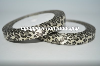 Атласная лента леопард 0,9 см (молочно-серый), метр 02658 фото