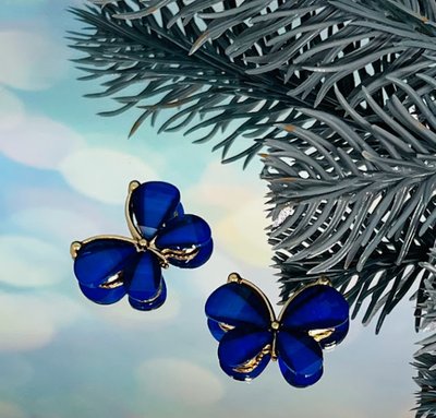 Декоративная серединка "Бабочка", 21*28 мм, цвет-синий, шт 014524 фото