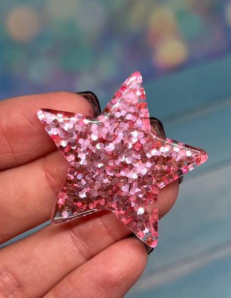 Серединка-пластик (паэтка)-звездочка, 3,8 см, цвет-розовый, шт. 014166 фото