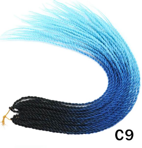 Сенегальские косички, длина 60 см, цвет-черный+синий+голубой, 5 шт. 08637 фото