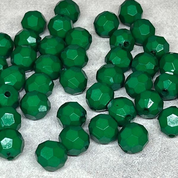 Акриловая бусина граненая, круглая, D 10 мм, арт 018685, темно-зеленый, упаковка &asymp;25 грамм (46-48 шт) 018685 фото