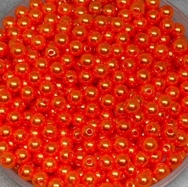 Бусины (пластиковые, круглые) Ø6 мм, цвет-оранжевый, упаковка ≈20 грамм (примерно 196-210 ш) 016497 фото