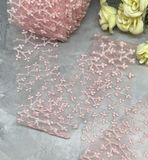 Фатин с вышивкой 6 см, цвет бледно-розовый, отрезок 1 м 012798 фото