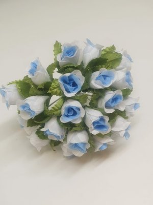 Букет роз (2 см), цвет – голубой (Основа – белая), 1 букет 013716 фото