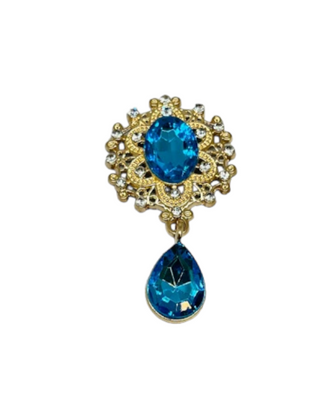 Стразовый декор -25*45 мм, оправа золото, камень-голубой, шт. 015127 фото