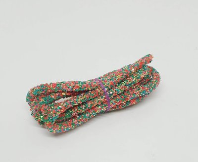 Порожнистий шнур (блискітки) 6 мм, колір-зелений+корал, 1 м 09879 фото