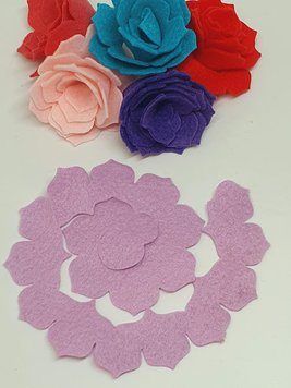 Заготовка з фетру (вирубка) "Квітка", в розібраному вигляді ширина 8 см, колір- бузковий, поштучно 013652 фото