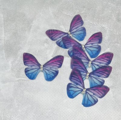 Метелик (шифон, двошарові), розмір ≈45 мм, колір-мікс, шт 014848 фото