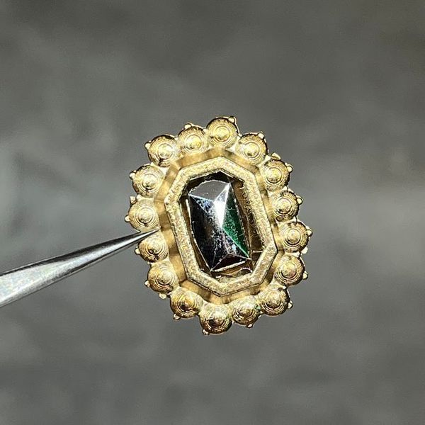 Серединка для бантиків зі стразами, чорний (оправа золото) 2,1&times;1,7 см, 1 шт 020723 фото