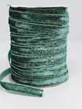 Оксамитова (люрекс-металік) стрічка 1 см, колір-зелений, метр 010751 фото