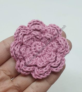 В'язаний декор Квітка (бол) 5,5 см, колір-брудно-рожевий, шт 010852 фото