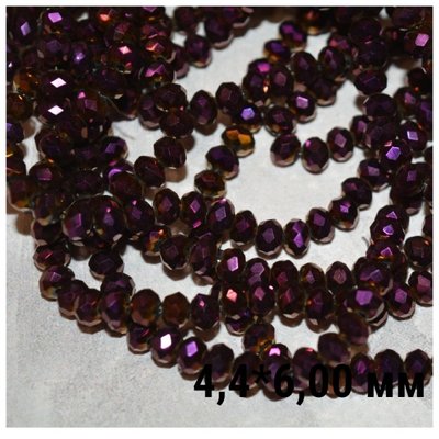 Грановані скляні намистини 4,4*6,00 мм, колір-фіолетовий АВ,1-нитка ≈87-90 шт 014104 фото