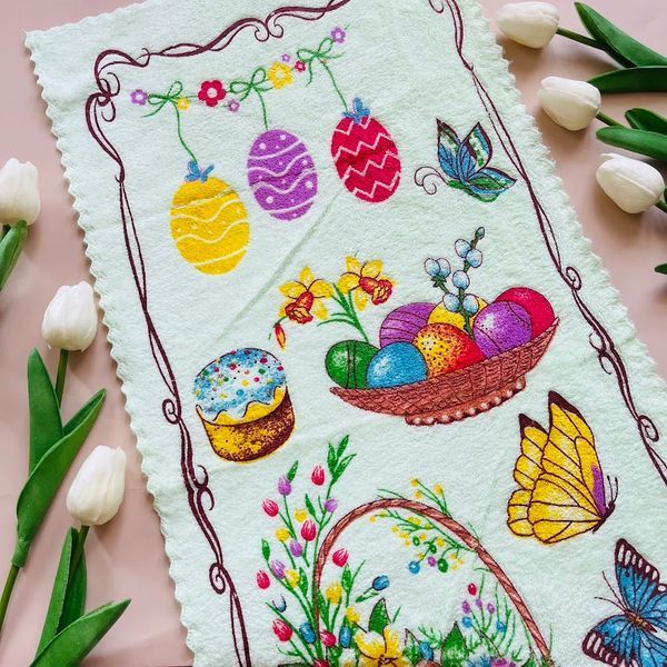 Рушник кухонний (мікрофібра)- Великдень 35*70 см, колір світло-салатовий, арт 017997, 1 шт 017997 фото