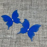Бабочка шифоновая (трехслойная), размер 4,5 см*4,8 см, цвет синий, 1 шт  016520 фото