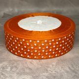 Органза (стрічка) у горох, ширина 2,5 см, колір- помаранчевий, арт 011783, 1 метр  011783 фото