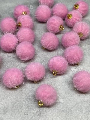 Кулон, подвеска (мех), 15 мм, цвет-розовый, шт. 015023 фото