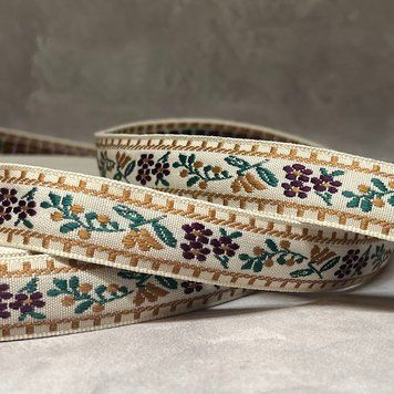 Стрічка жакардова з вишивкою, одностороння, текстильна 1,3 см, арт 020895, відрізок 1 ярд (91 см) 020895 фото