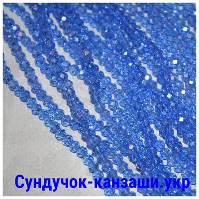 Грановані скляні намистини 3,6*4,5 мм, колір- голубий АВ ,1-нитка ≈125-130 шт 014045 фото