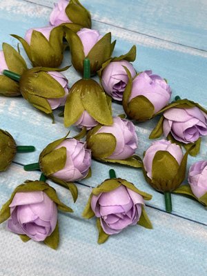 Бутон троянди з тканини 2 см, колір ліловий, шт 014497 фото