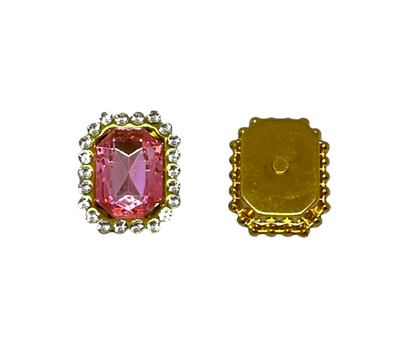 Пришивний декор (стразовий), 19*15 мм, колір каменю- рожевий, шт  016314 фото