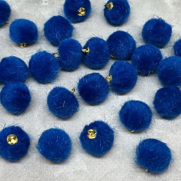 Кулон, подвеска (мех), 15 мм, цвет-синий, шт. 015021 фото