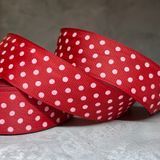 Репсова стрічка 2,5 см у горох, колір червоний, арт 02502, 1 метр 02502 фото