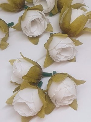 Бутон розы из ткани 2,0 см, цвет-молочный, шт. 013713 фото