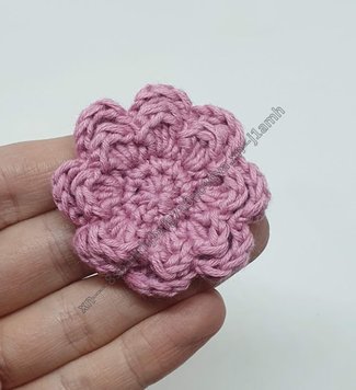 В'язаний декор Квітка (малий) 4,5 см, колір-брудно-рожевий, шт 010853 фото