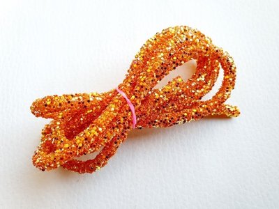 Полый шнур с блестками 6 мм (внутренний 2 мм), цвет оранжевый, 1 м. 07648 фото
