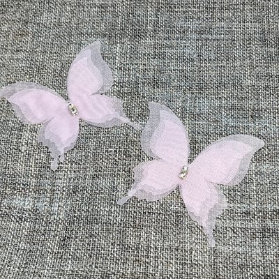 Бабочка шифоновая (трехслойная), размер 4,5 см*4,8 см, цвет светло-розовый, 1 шт  016524 фото