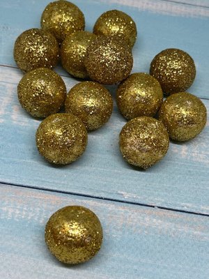 Кулька (гліттер) 2 см, колір-золото, 3 шт 014251 фото
