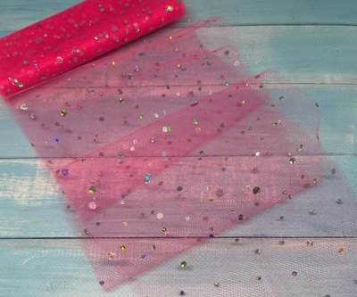 Фатин Кнопка -яскраво-рожевий, ширина 15 см, метр 014616 фото