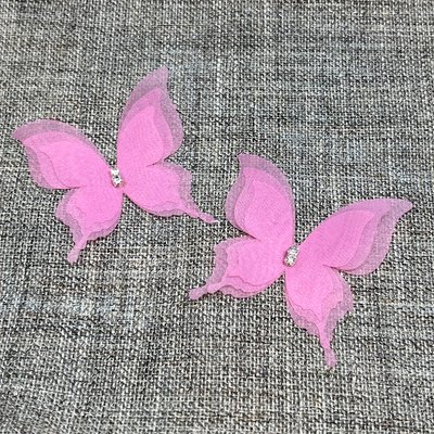 Метелик шифоновий (тришаровий), розмір 4,5 см*4,8 см, колір малиновий, 1 шт 016525 фото